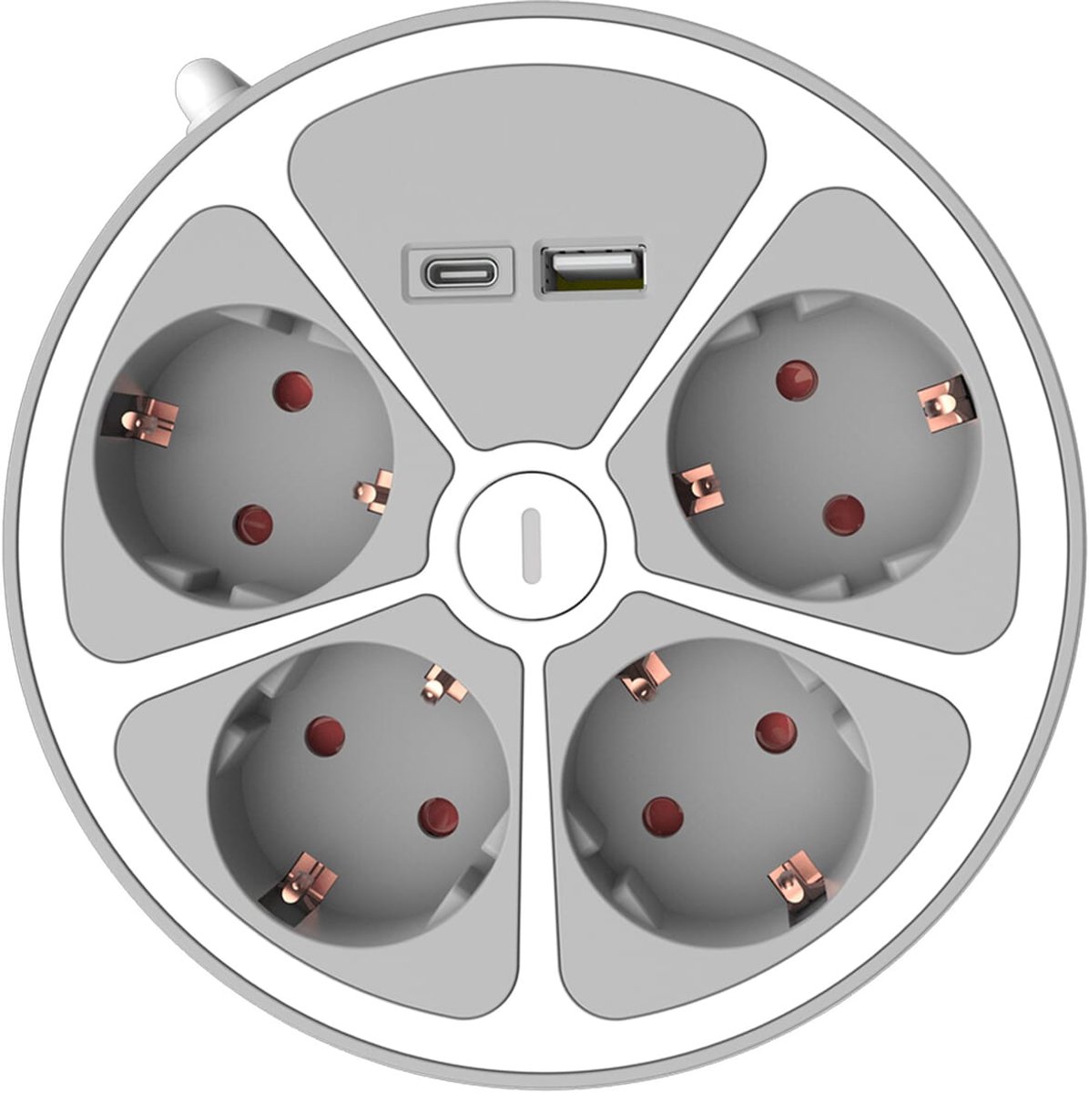 Technik Stekkerdoos met USB 1.4 Meter - Rond - 4-Voudig - USB C - USB A - Wit - 3 Stuks