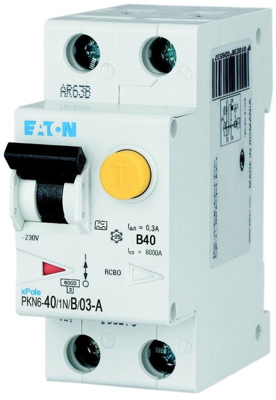 Disjoncteur de fuite à la terre Eaton 1P+N 40A/300mA B 236758 - Grijs