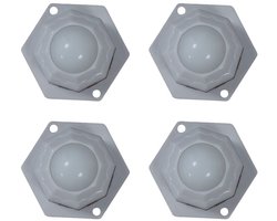 Zwenkwielen set van 4 - Zeshoek - Plastic - Zelfklevende meubelwielen voor onder meubels en opbergdozen - Wit