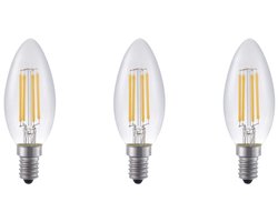 SPL E14 LED Lamp 4W Dimbaar - CRI 90 - Extra Warm Wit - 2500K - LED Filament Kaars C35 - Vervangt 33W - 3 Stuks