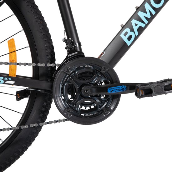 Bamcbase Sedona voorvering mountainbike - 27.5" - aluminium frame - 21 versnellingen - handrem - mechanische schijfremmen - Bell - spatborden - zwart - Geschikt voor buitenactiviteiten in de lente van Bamcbase — afbeelding 4
