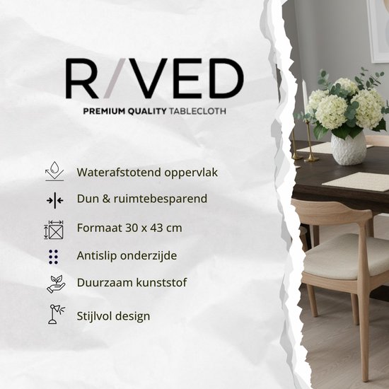 Raved Napperons Elsa - Set de 6 pièces - Dove - Aspect cuir - Plastique - Table à manger - Sous-couche - Hydrofuge