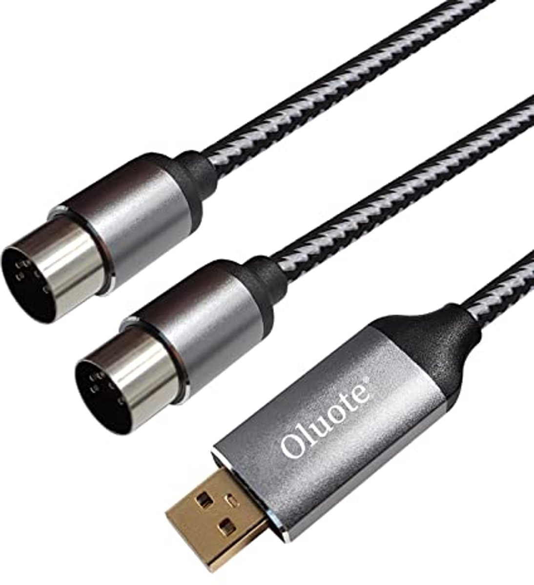 MIDI-USB Converterkabel, 5-polig, 1 in + 1 uit, 3 m