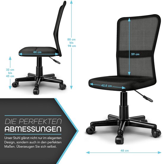 ErgoLite bureaustoel – ergonomisch – zonder armleuningen – zwart Alta