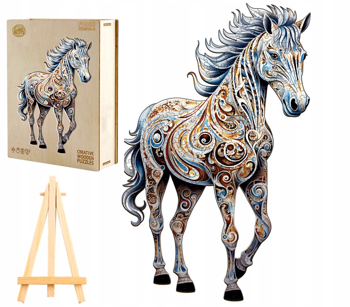 Houten Puzzel Zebra 230 Stukjes in Houten Kist met Standaard