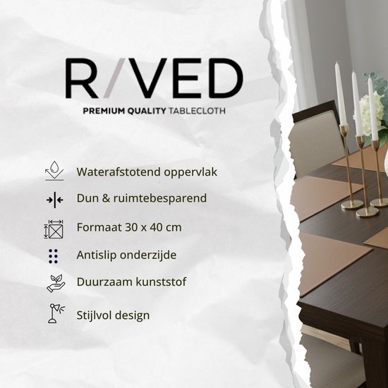 Sets de Napperons Raved Vera - Set de 6 pièces - Grès - Plastique - Table à manger - Sous-couche - Hydrofuge