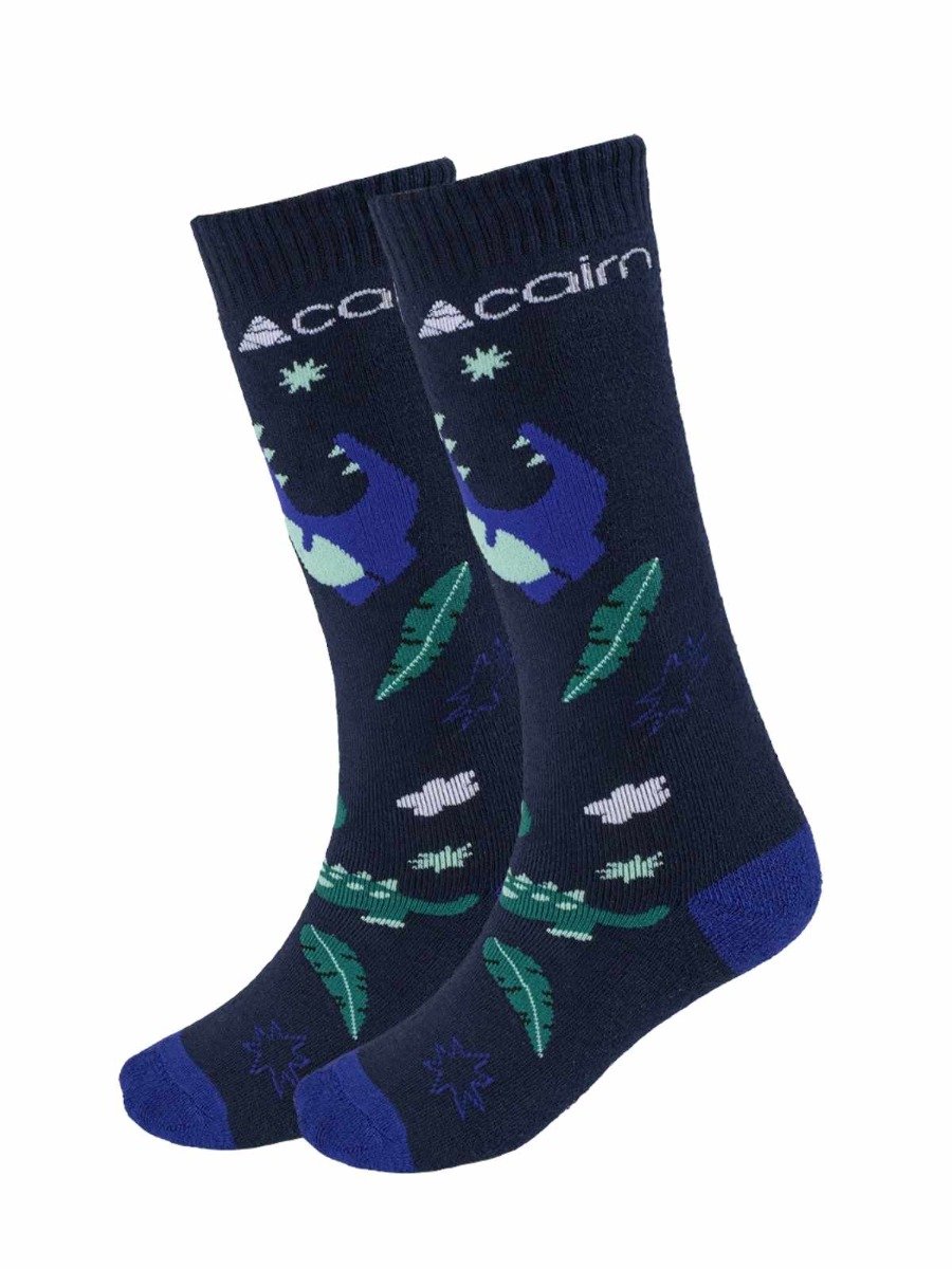 Cairn Skisokken Kinderen 2 paar Night Sky Dino Blauw