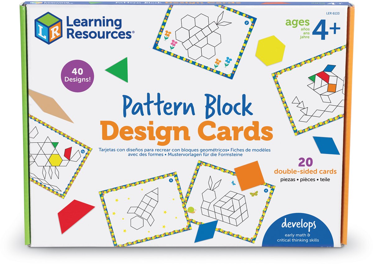 Learning Resources Pattern Blocks - Design Cards/Ontwerpkaarten - 3+