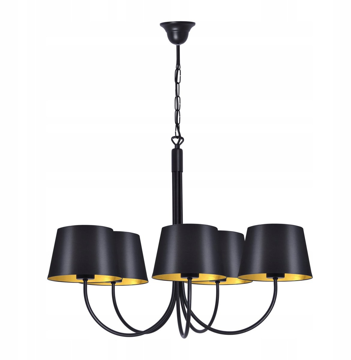 SASTO hanglamp met 5 zwart-gouden huls, E27 fitting, ketting