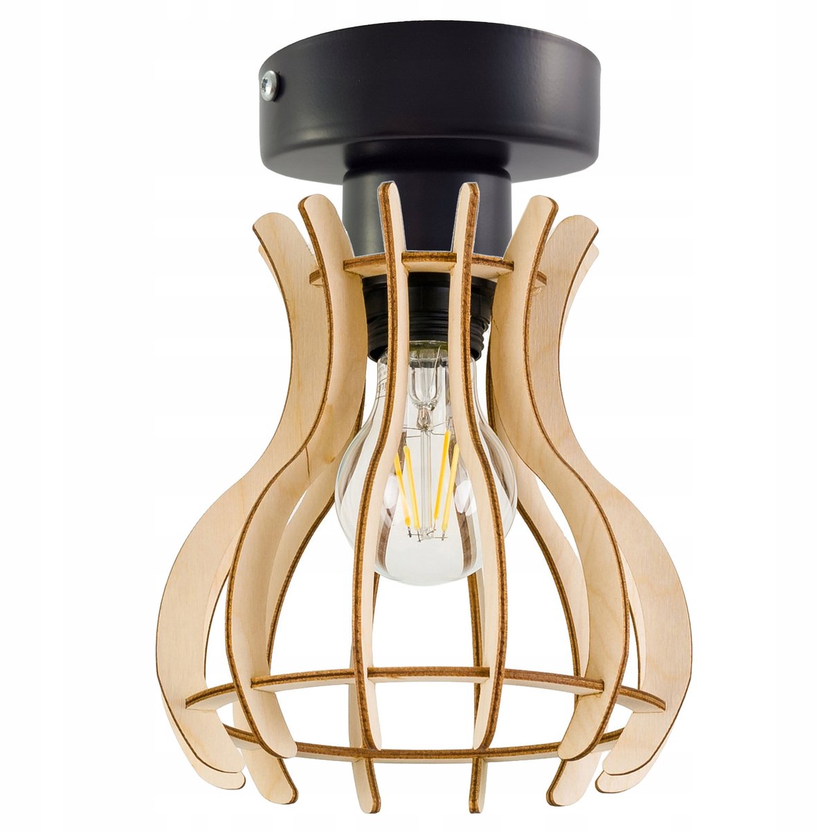 Loft Plafond Lamp met Houten Kap - E27 Fitting