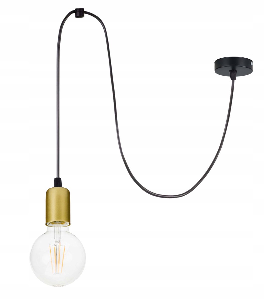 Zwarte Hanglamp Edison Loft E27 Spider Stijl - Zwart/Goud