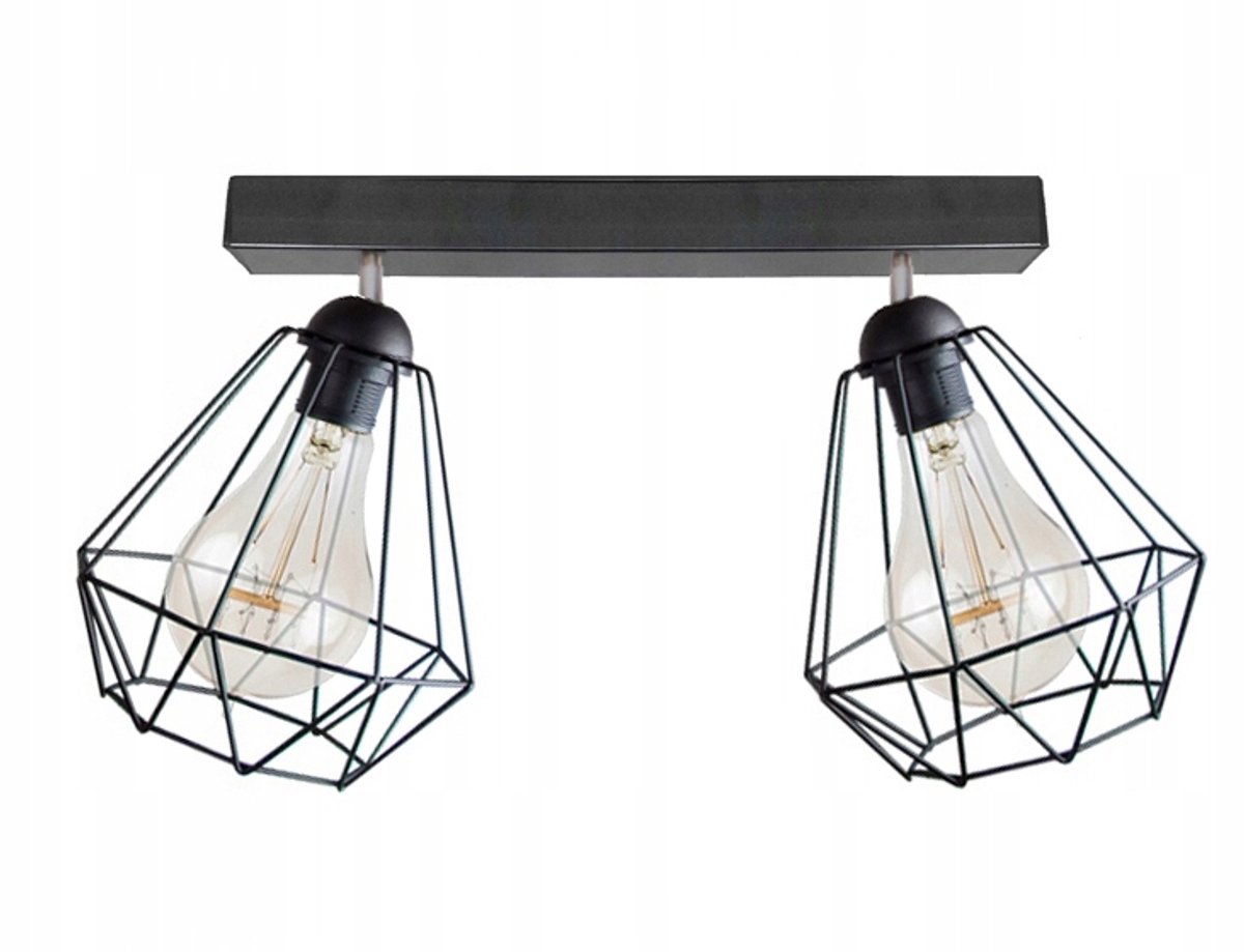 Draad Hanglamp Diamant Zwart Metaal E27 2x60W