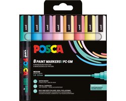 Uni POSCA paintmarker PC-5M | 1 | 8 - 2 | 5 mm | etui van 8 stuks in zachte kleuren