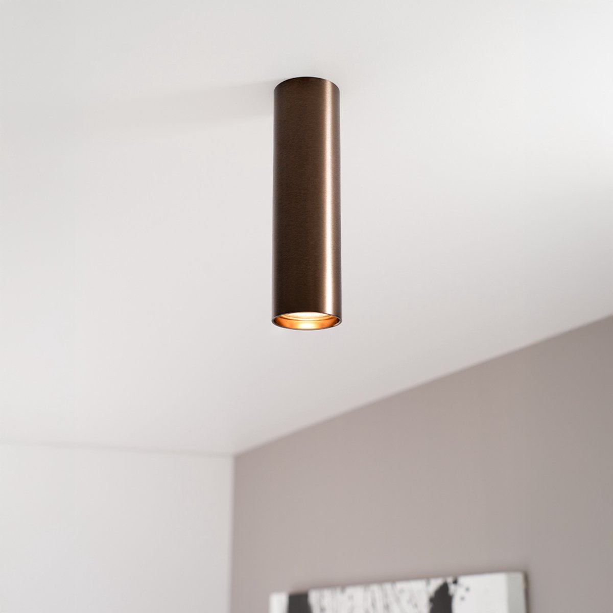 Canopus bronzo m by LUSENZ - Cilindervormige opbouwspot in met geborsteld bronzen coating
