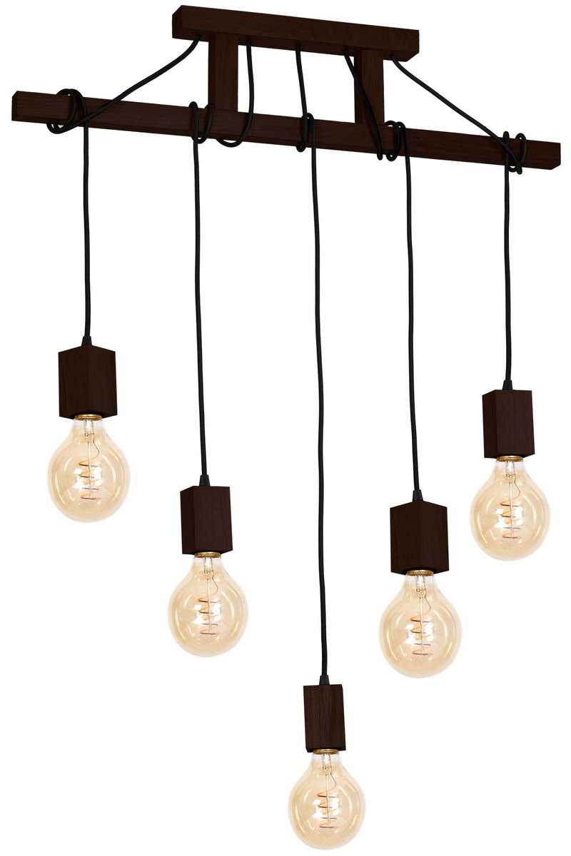 Milagro JACK Hanglamp - Natuurlijk Hout, 5xE27, 75cm Breed