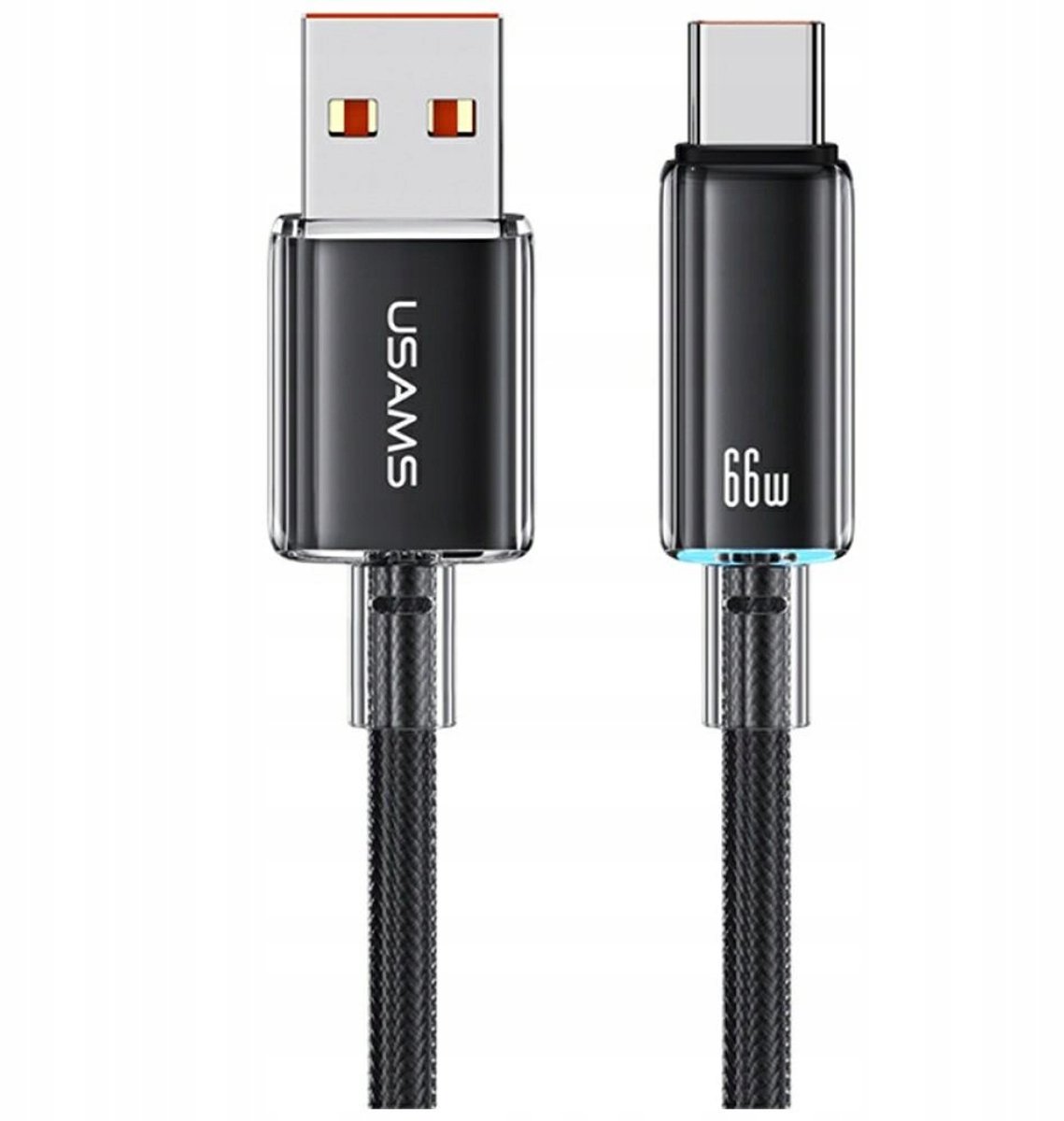 USAMS Cloud Series Kabel USB-A naar USB-C 6A 1.2m Zwart