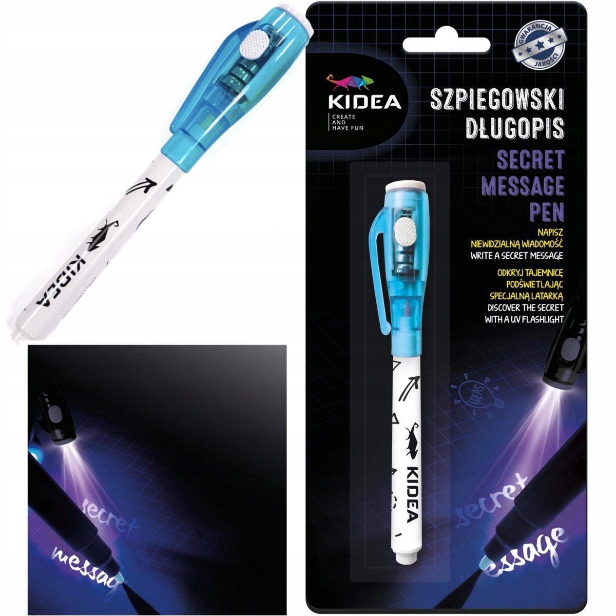 Kidea Spionage Pen met UV LED Lamp - Blauw