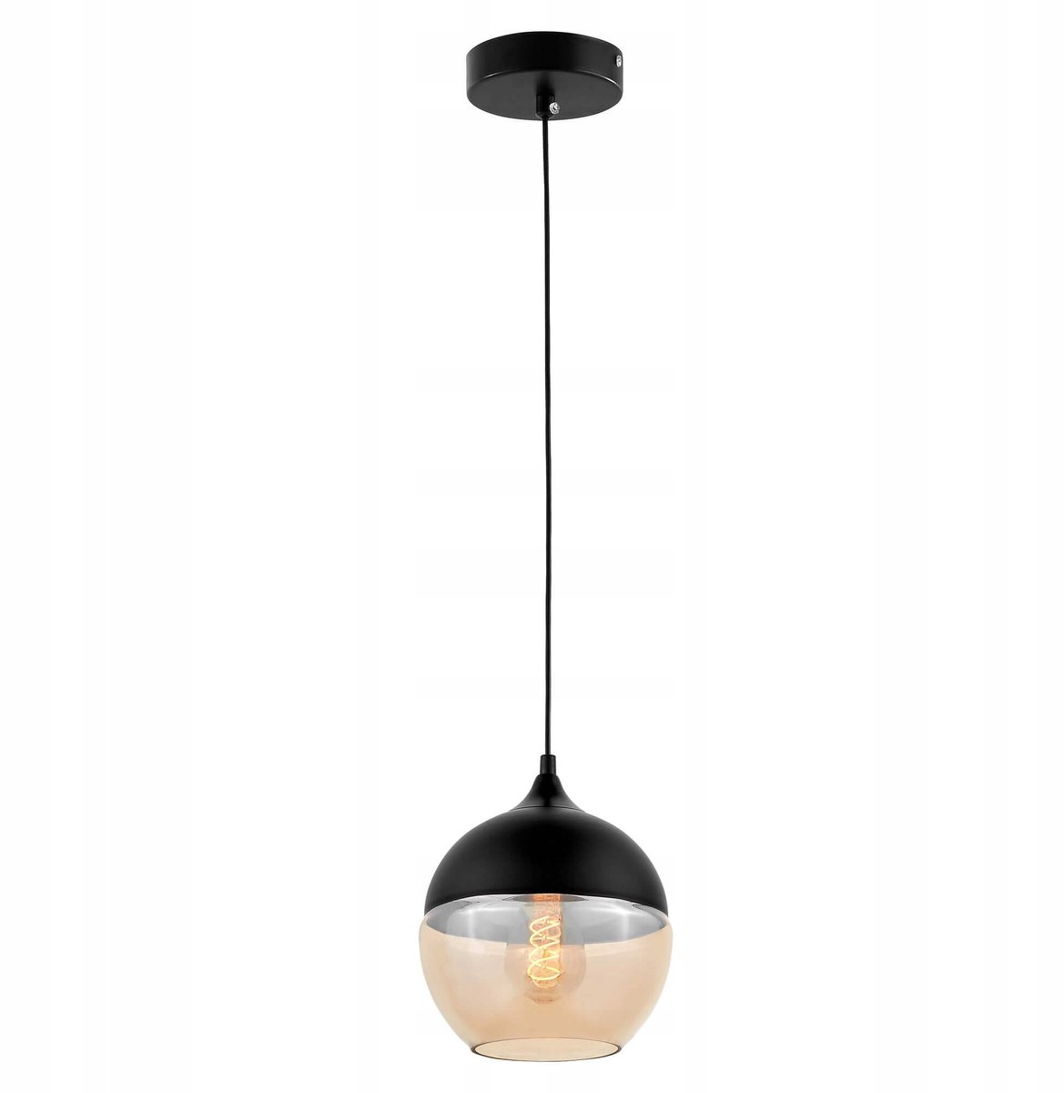 Lumina Deco Albion Hanglamp Zwart Amber Glas - Loft Stijl