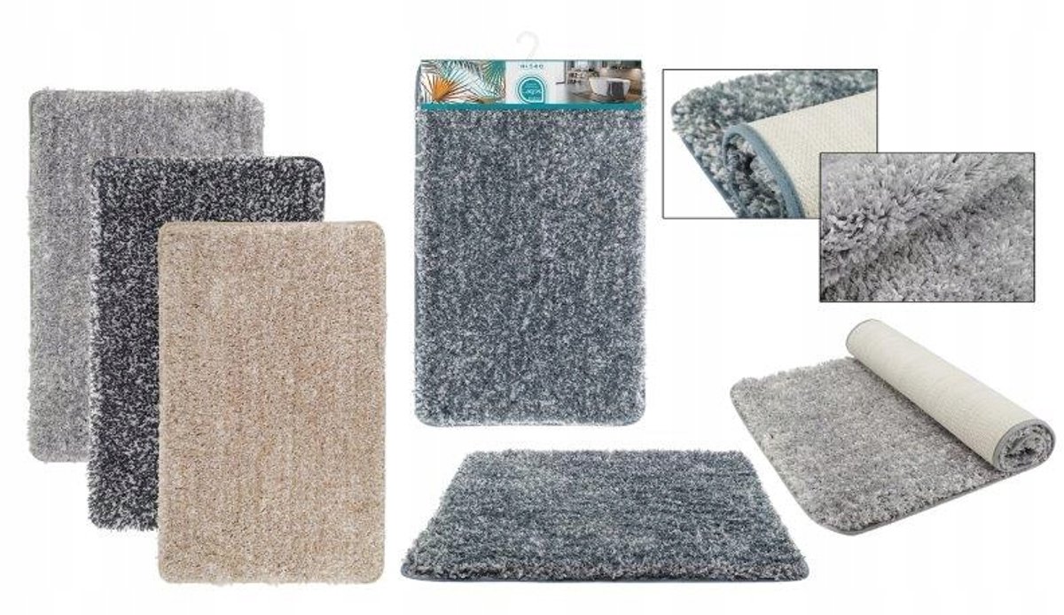 Lagos Badmat 40x60cm Antislip Donkergrijs Polyester
