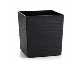Zwarte vierkante plantenbak met inzet - 25x25 cm - modern design