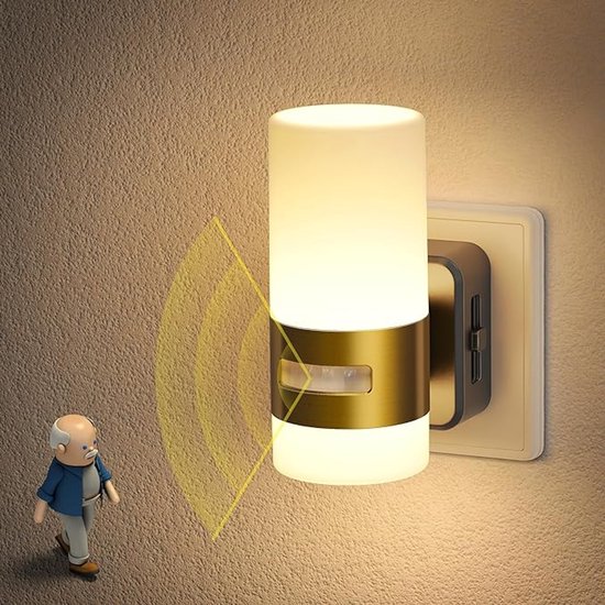 Nachtlampje Stopcontact Met Bewegingsmelder, Nachtlampje Kinderdimbaar, 3 Standen (Auto/Aan/Uit), 3000K Warm Wit, Nachtlampje Led Stopcontact Voor Kinderkamer, Slaapkamer, Hal, Keuken van Karma — afbeelding 3