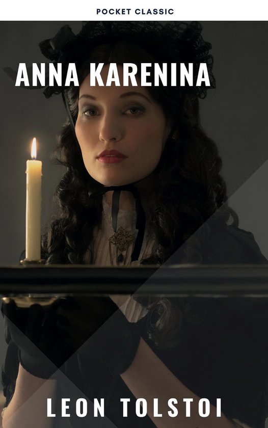 Couverture du livre Anna Karenina, avec un portrait d'une femme tenant une bougie.