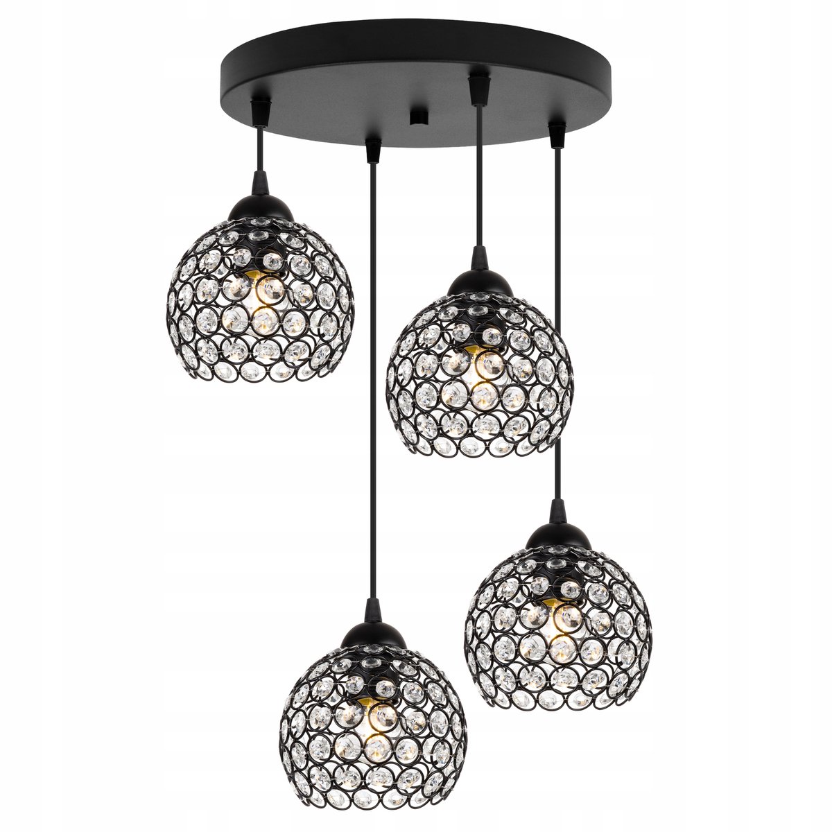 Luxe Kristallen Plafondlamp Zwart - 4xE27 - Verstelbaar