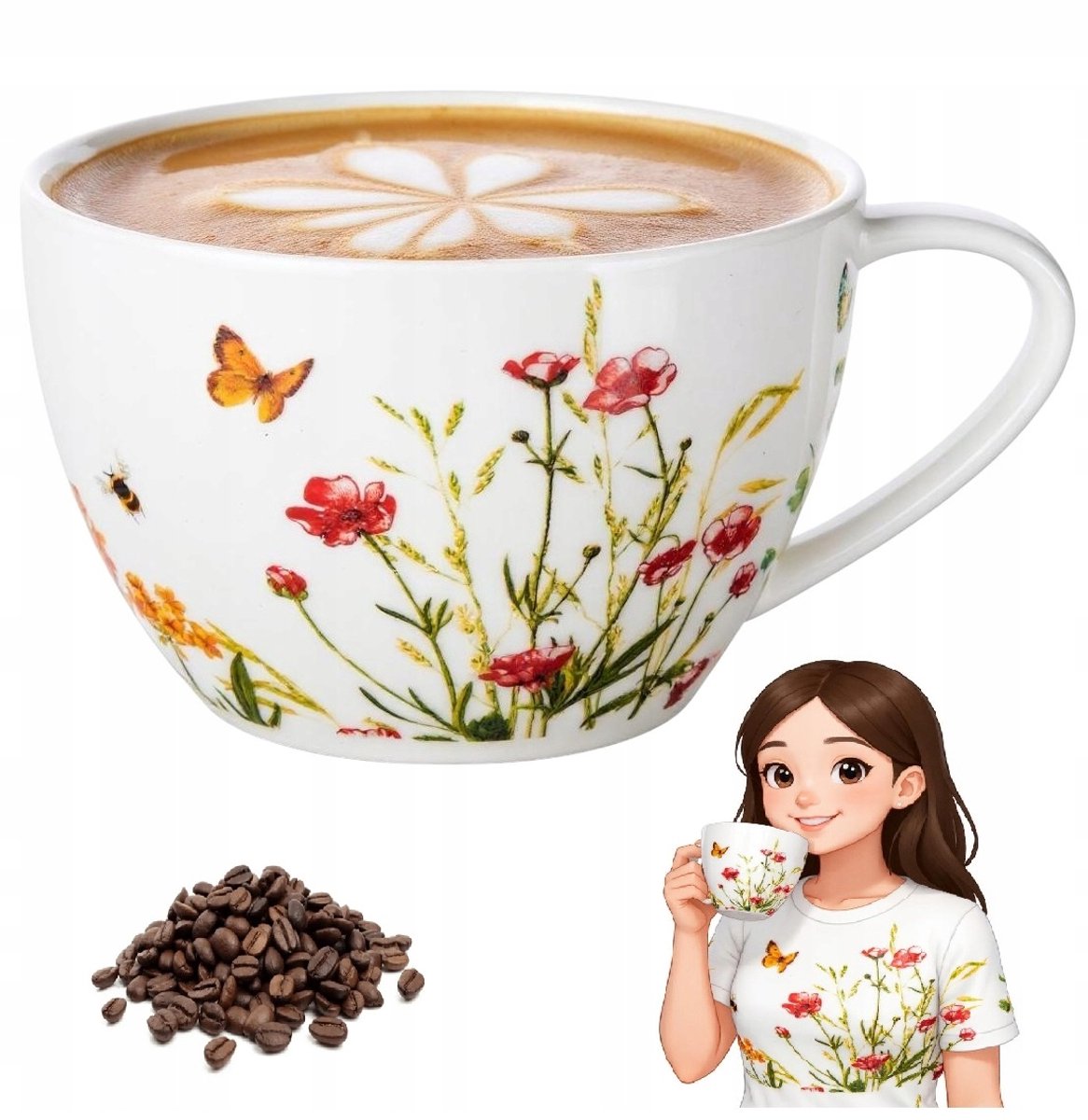 Banquet Jumbo Mok 550ml - "Meadow" Bloemendesign - Keramiek