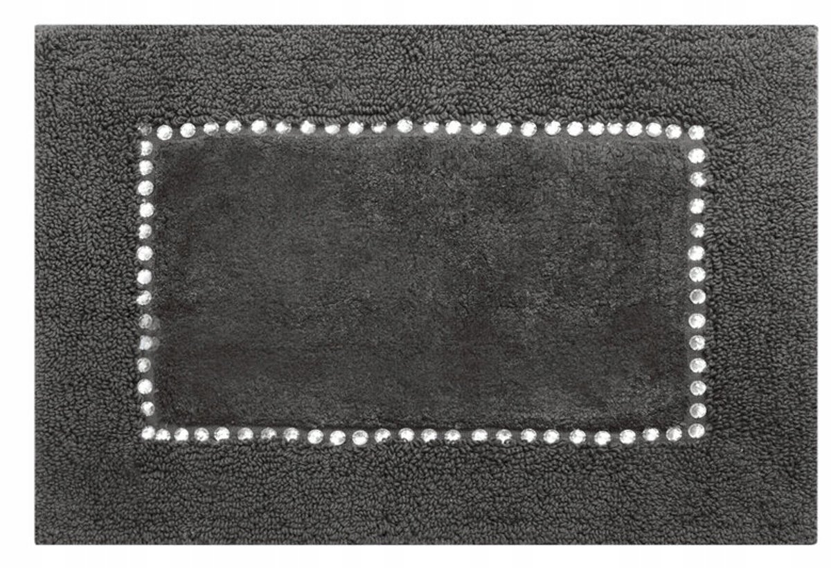 Chic Badmat Staalgrijs 60x90 cm - Zacht Katoen met Kristallen