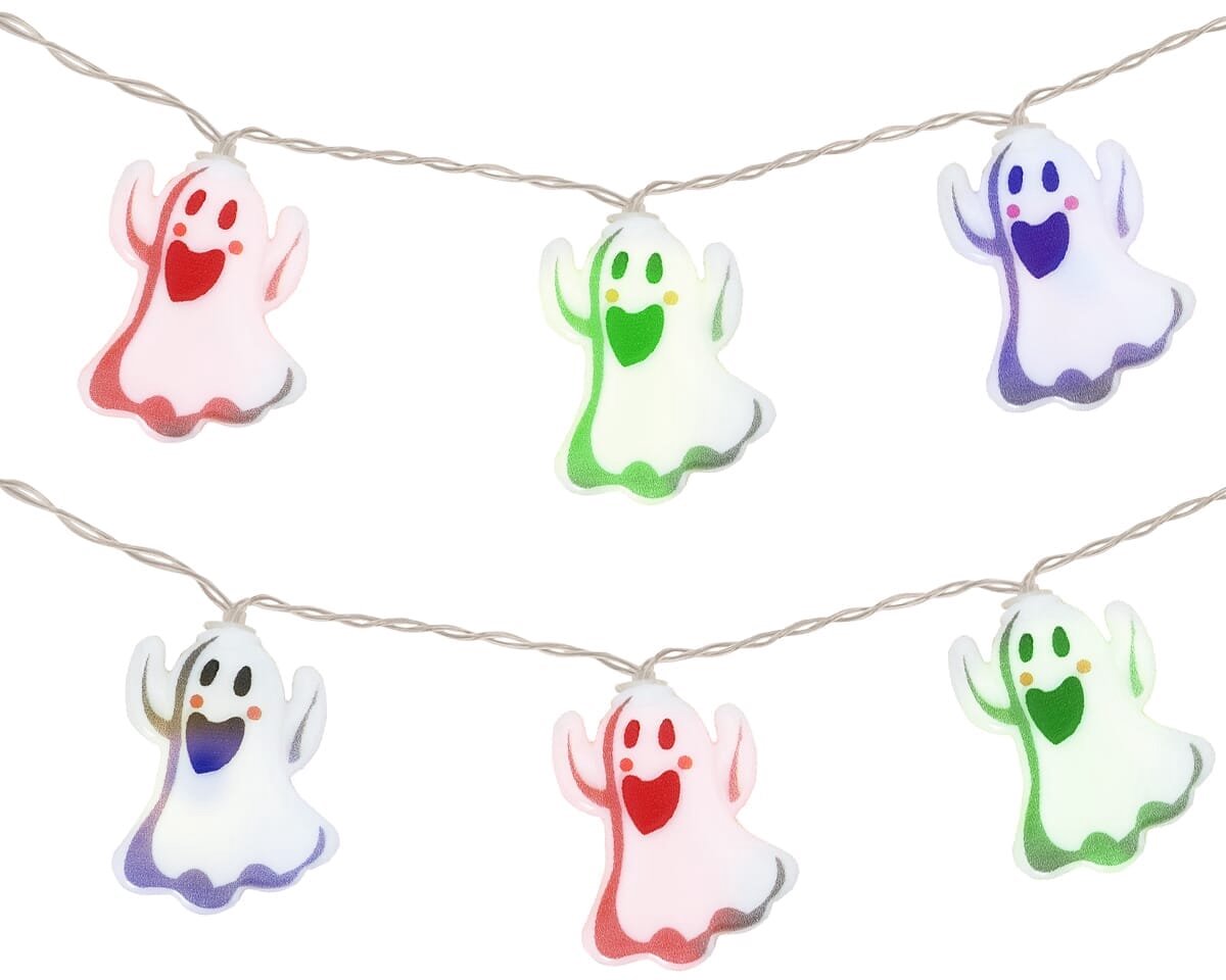 Halloween Lichtsnoer Spookjes Gekleurd - 6 Meter - 40 LED Lampjes - Inclusief Batterijen - Gekleurd Licht
