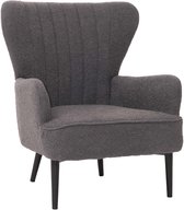 Loungestoel MCW-K37, cocktail/oor fauteuil gestoffeerde stoel retro vintage stof bouclé (600g/m²) Oeko-Tex ~ donkergrijs