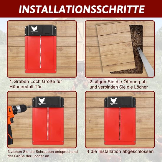 Automatische kippenklep, zonne-energie met bedieningspaneel