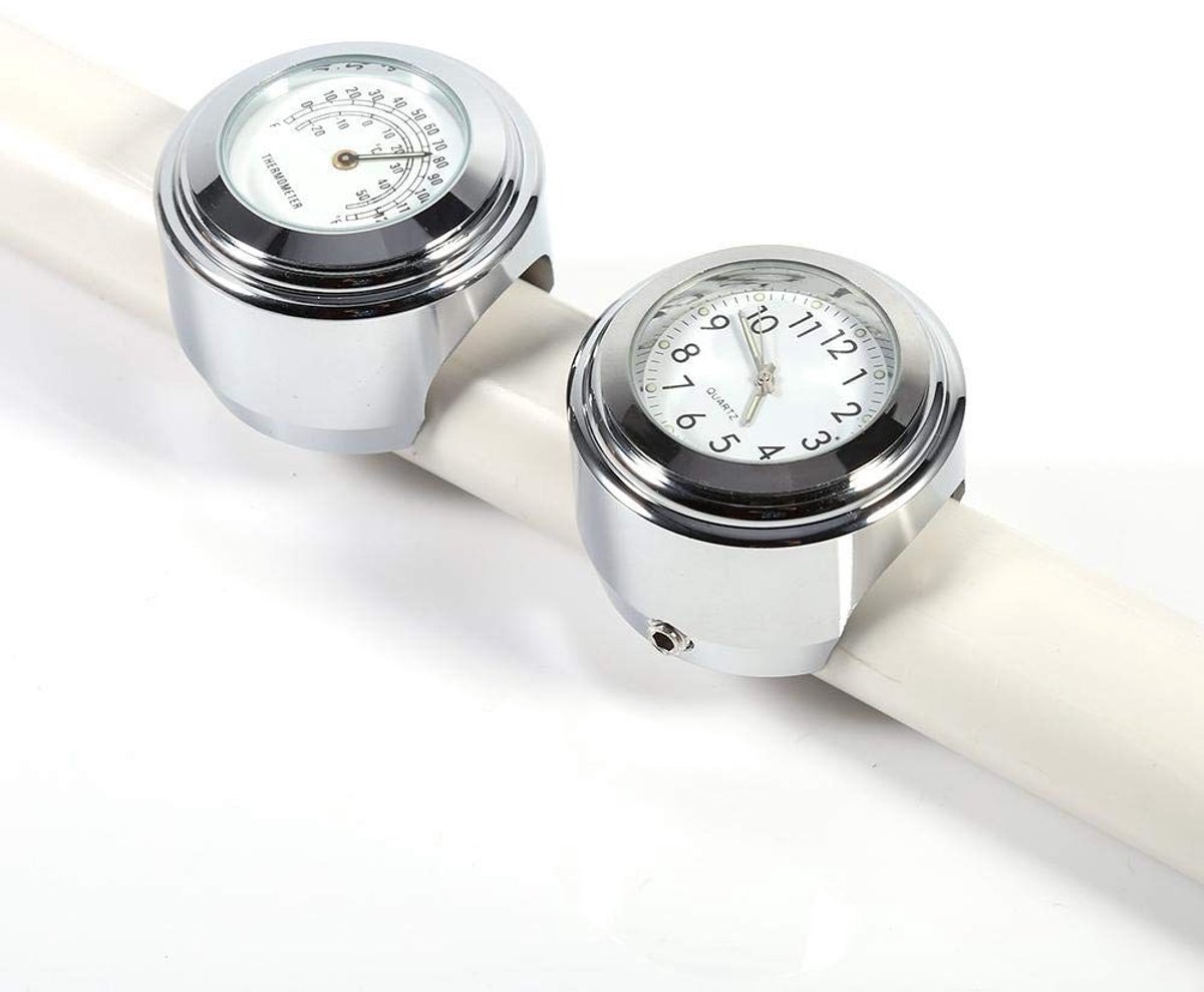 7/8 inch wijzerplaat klok & thermometer wit motorfiets stuurhouder
