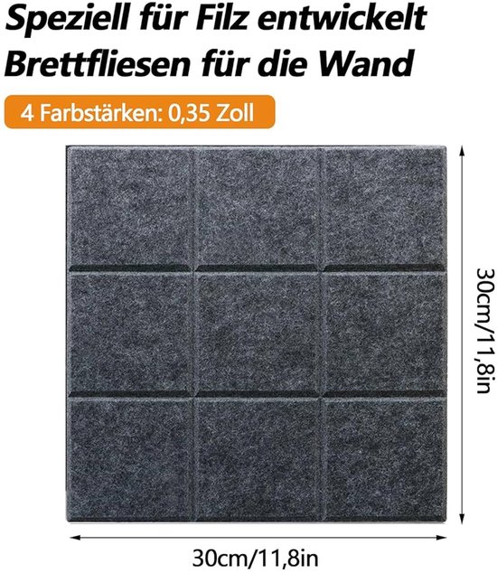 VIVELDA Groot kurkbord voor kantoor, zwart viltbord, alternatief
