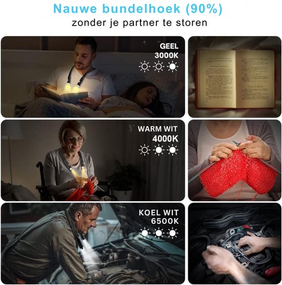ZRSS® Neklamp - Nekleeslamp voor Boeken - Neklampje voor Haakwerk - 3 Kleuren - 3 Helderheidsinstellingen van Merkloos — afbeelding 4
