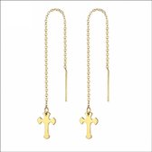 Aramat Jewels | Boucles d'oreilles | Boucles d'oreilles pendantes en acier avec croix | |9 mm | Acier | Adultes | Présent