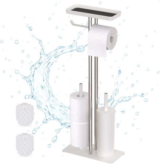 Relaxdays toiletbutler, bamboe, 68 x 27 x 18 cm, staande