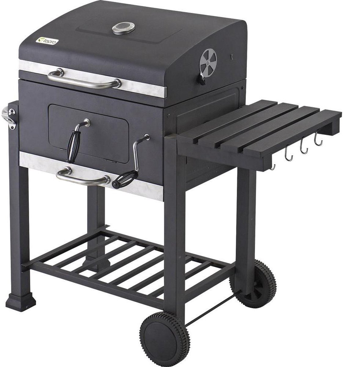 Tepro Toronto Click barbecue bbq houtskool - grilloppervlak (LxB) 56 x 42 cm - met Thermometer in de Deksel - RVS - Houtskoolbarbecue