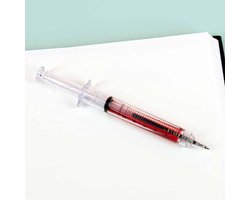 Injectiespuit Balpen – Realistisch Design – Rode Vloeistof – Grappig Cadeau – Geschikt voor Studenten en Medische Professionals