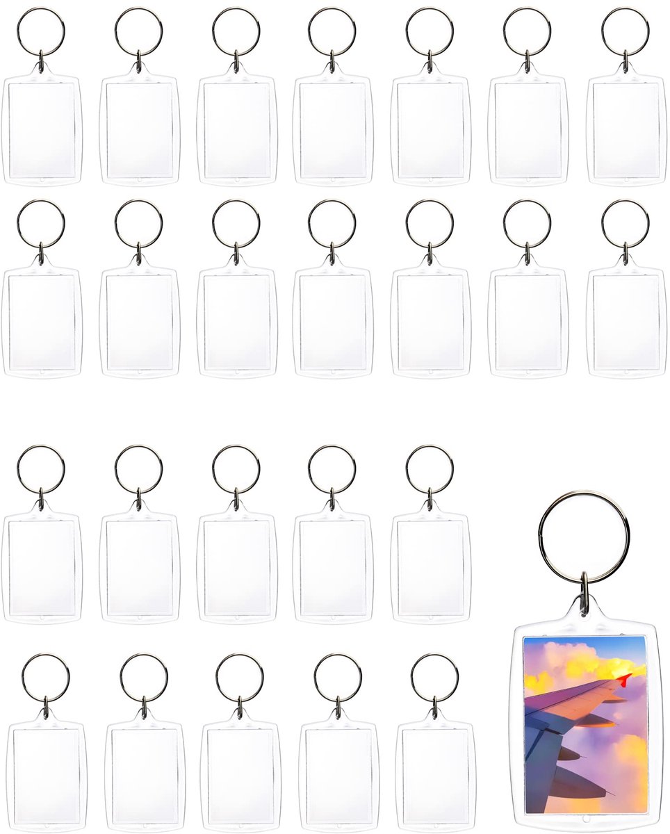 ® 25 stuks Fotosleutelhangers, Helder Acryl Mini Fotoalbum Sleutelhanger DIY-sleutelhangers voor Familie Vrienden Knutselcadeau, 4x5,5cm