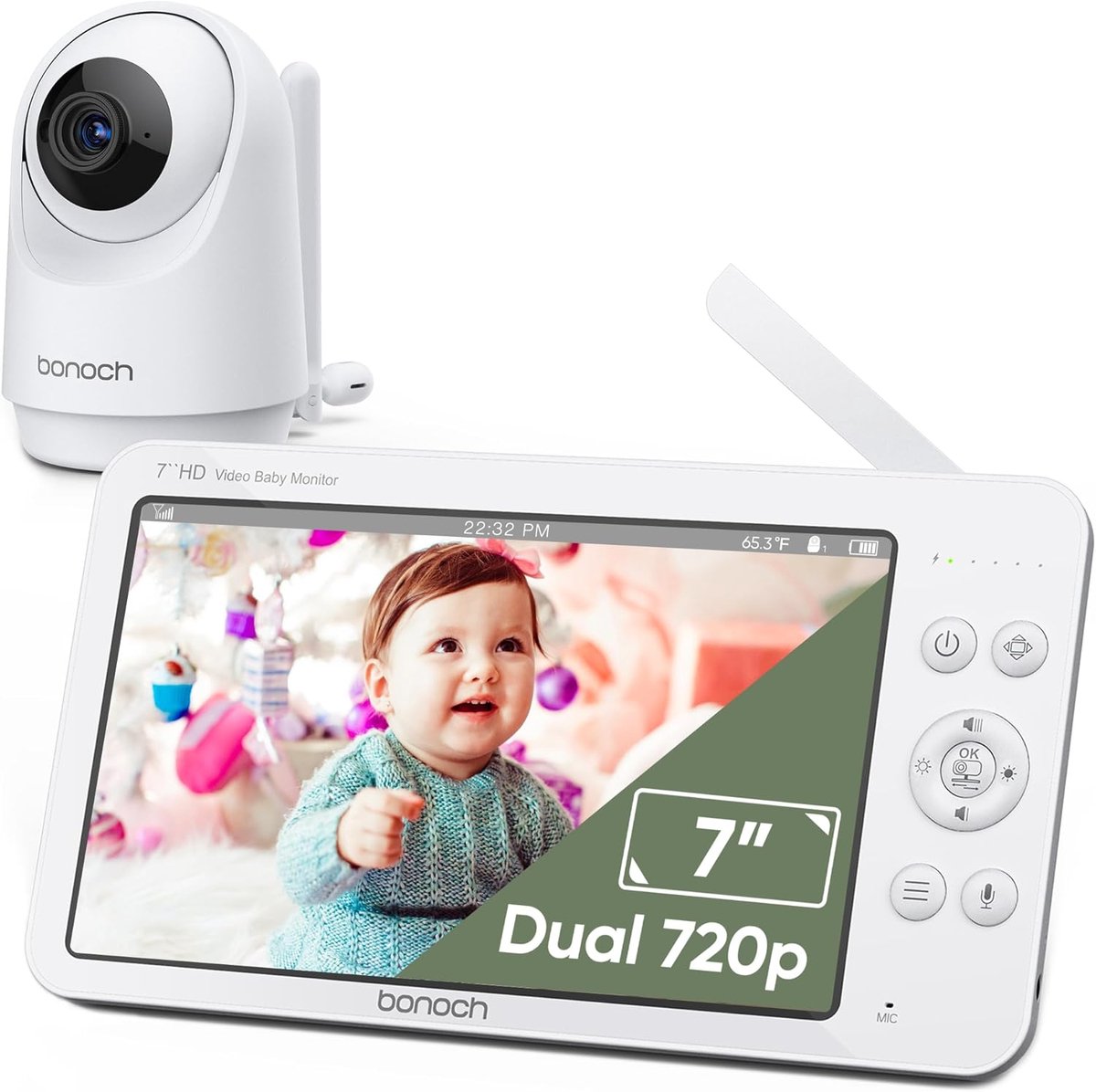 Image of 7 inch 720P Babyfoon Camera met Nachtzicht en VOX