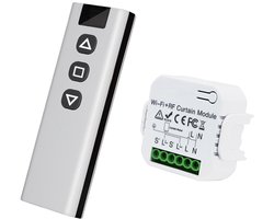 Slimme rolluikcontroller - Draadloze slimme rolluikcontroller met 1 stks RF-afstandsbediening, Slimme Rolluikschakelaar - Geschikt voor Google Home / Alexa APP-bediening en handmatige schakelaar, elektrische motor WiFi-schakelaar