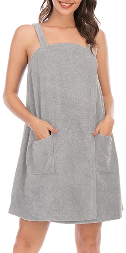 Elkuaie Wrap Draagbare Badhanddoek - Dames Saunahanddoek - Zacht en snel droogend - 1 stuk - Voor sauna of reizen - Grijs