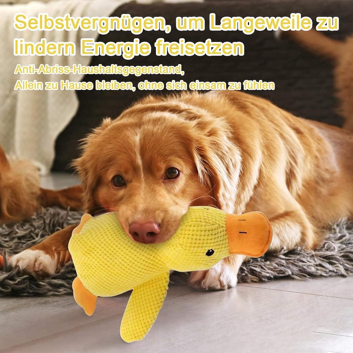 Sunshine smile Anti Stress eend hond, hondenspeelgoed eend, piepspeelgoed hond knuffeldier, interactief hondenspeelgoed onverwoestbaar, hondenspeelgoed voor kleine honden, ronde bank voor huisdieren