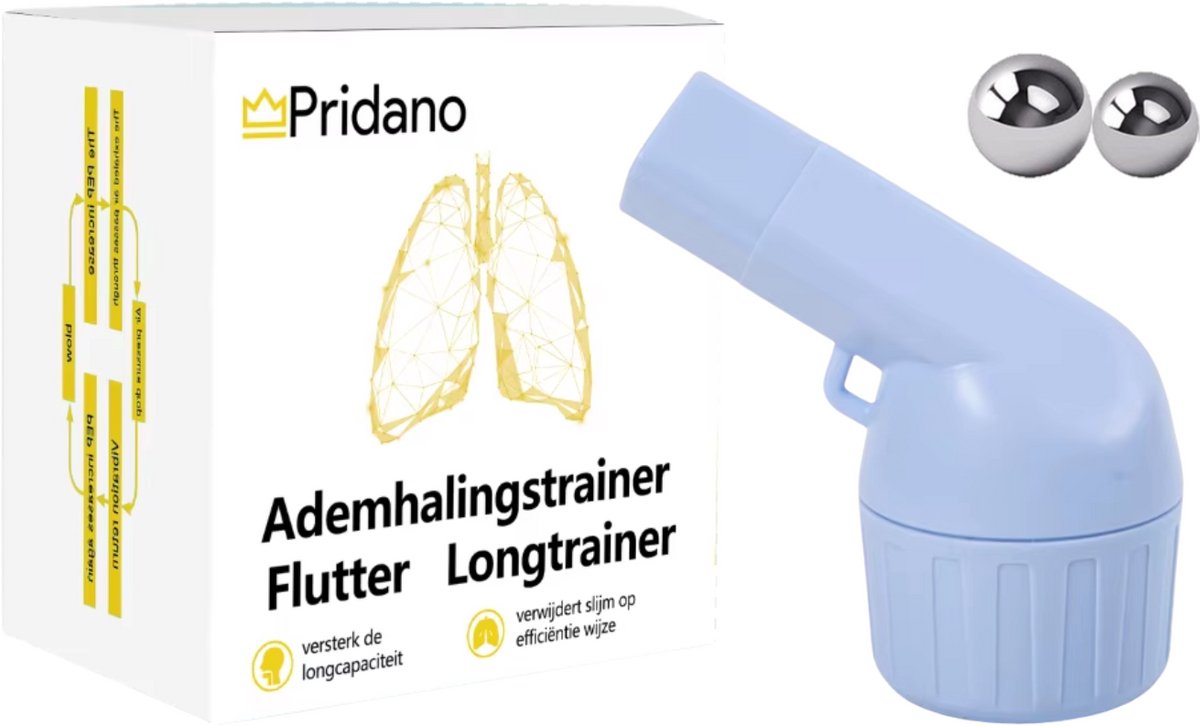 Flutter voor vastzittend slijm - ademhalingstrainer - longtrainer - LUXE variant - INCL 2 ballen - Zwaarte verstelbaar - COPD