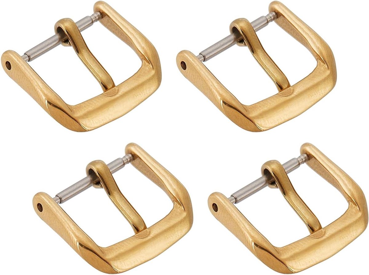 Allecto plus - Horlogeband Vervanging Gesp Set van 4, Goud Geborsteld Roestvrij Staal, Voor Lederen Siliconen Nylon Canvas Banden