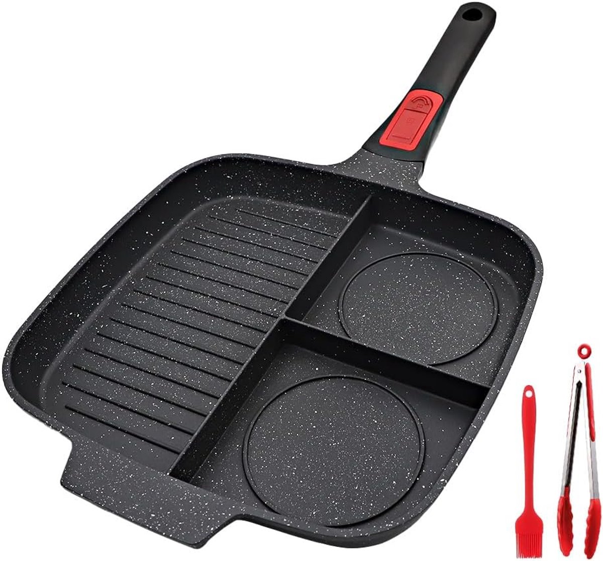 Multi Grillpan 28 x 24 cm - 3-in-1 Antiaanbaklaag voor Gezond Koken