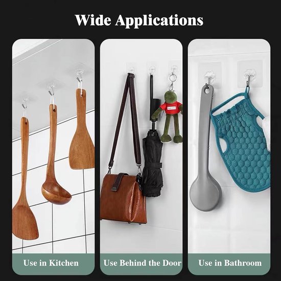 4 stuks Zelfklevende Houten Wandhaken - Geen Boren Nodig, Perfect voor Badkamer en Keuken