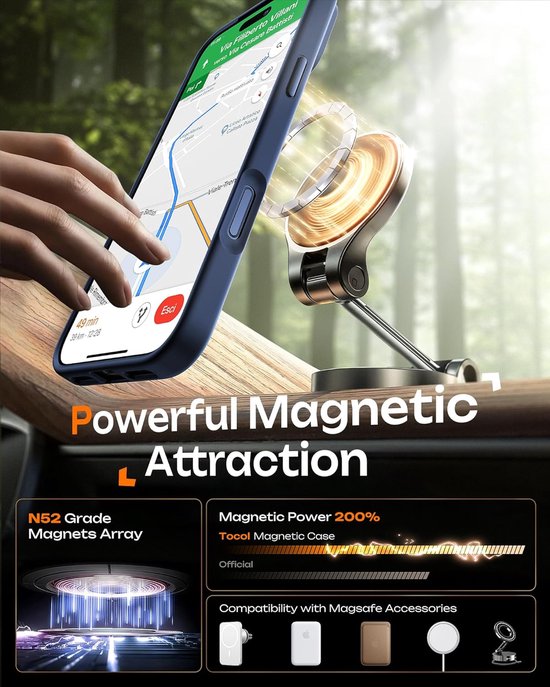 Coque compatible avec iPhone 17 Pro - Compatible avec MagSafe - Blauw foncé - Coque arrière magnétique mate Casemania - Protection les chutes et les impacts avec Protection de l'appareil photo