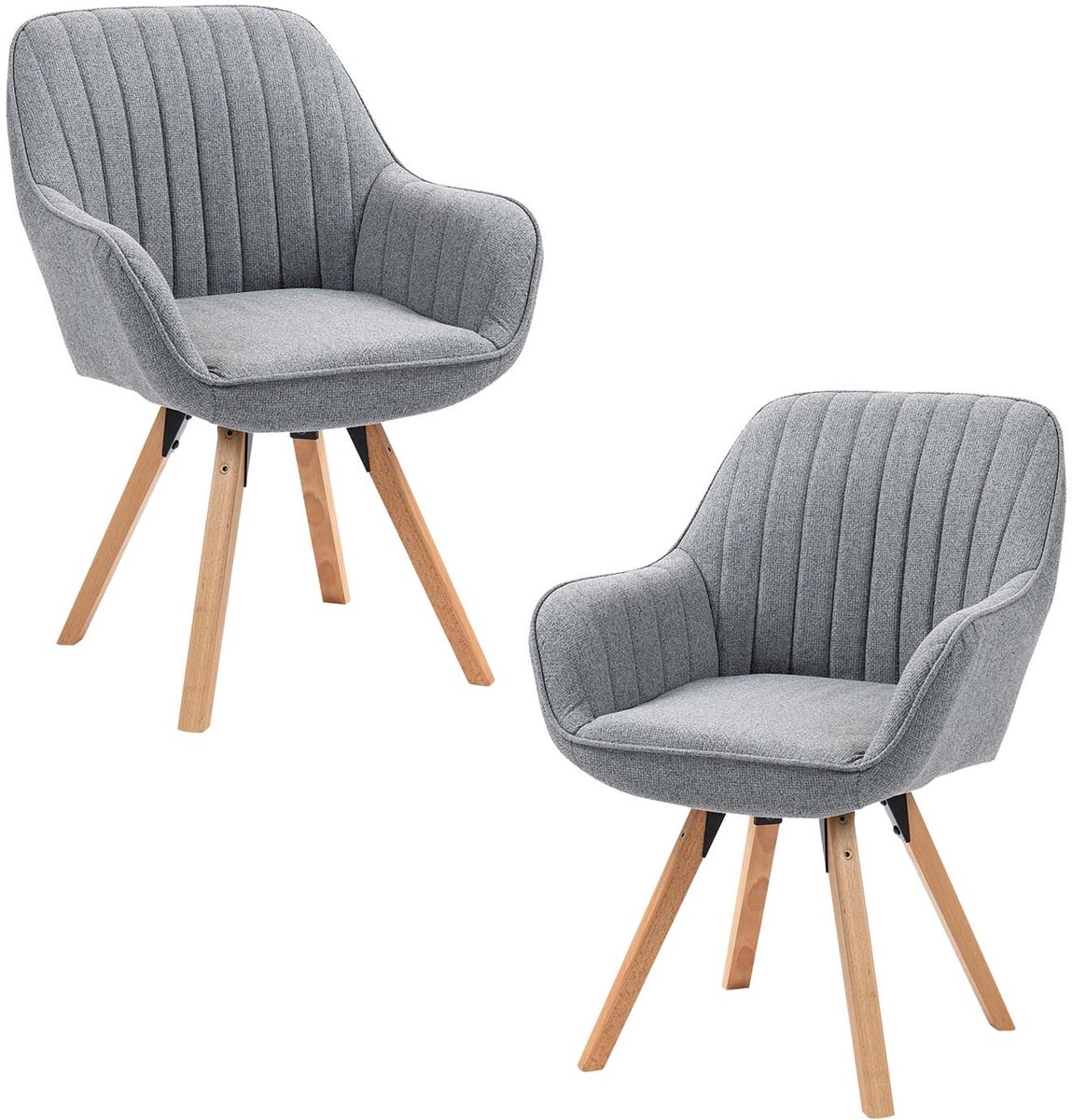 MEUBLE COSY Meubles Cosy Draaibare eetkamerstoelen - Set van 2 Stoffen zitting 360° draaifunctie - Grijs